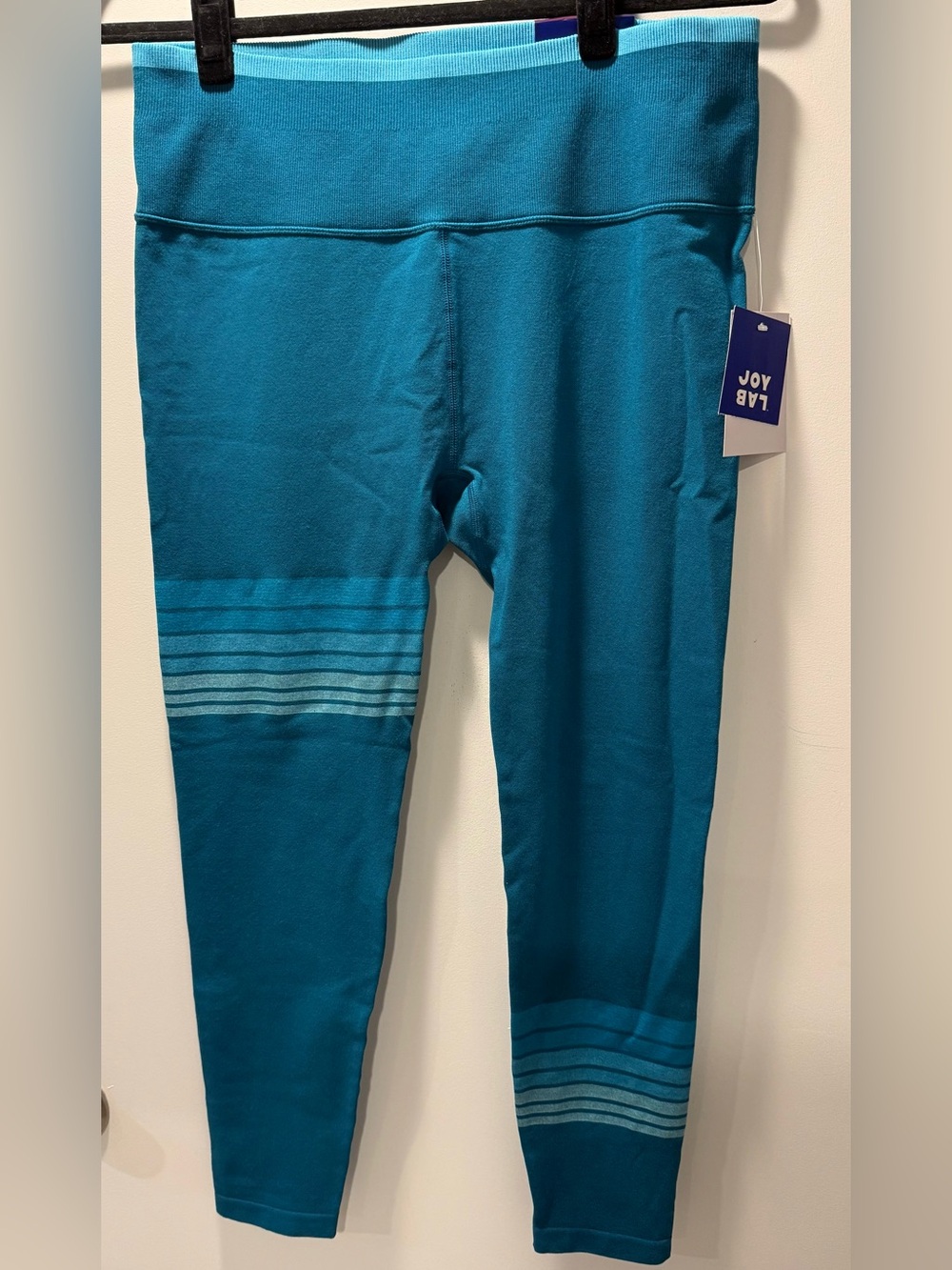 JoyLab Teal Seamless Leggings with Light-Teal Stripe Detail